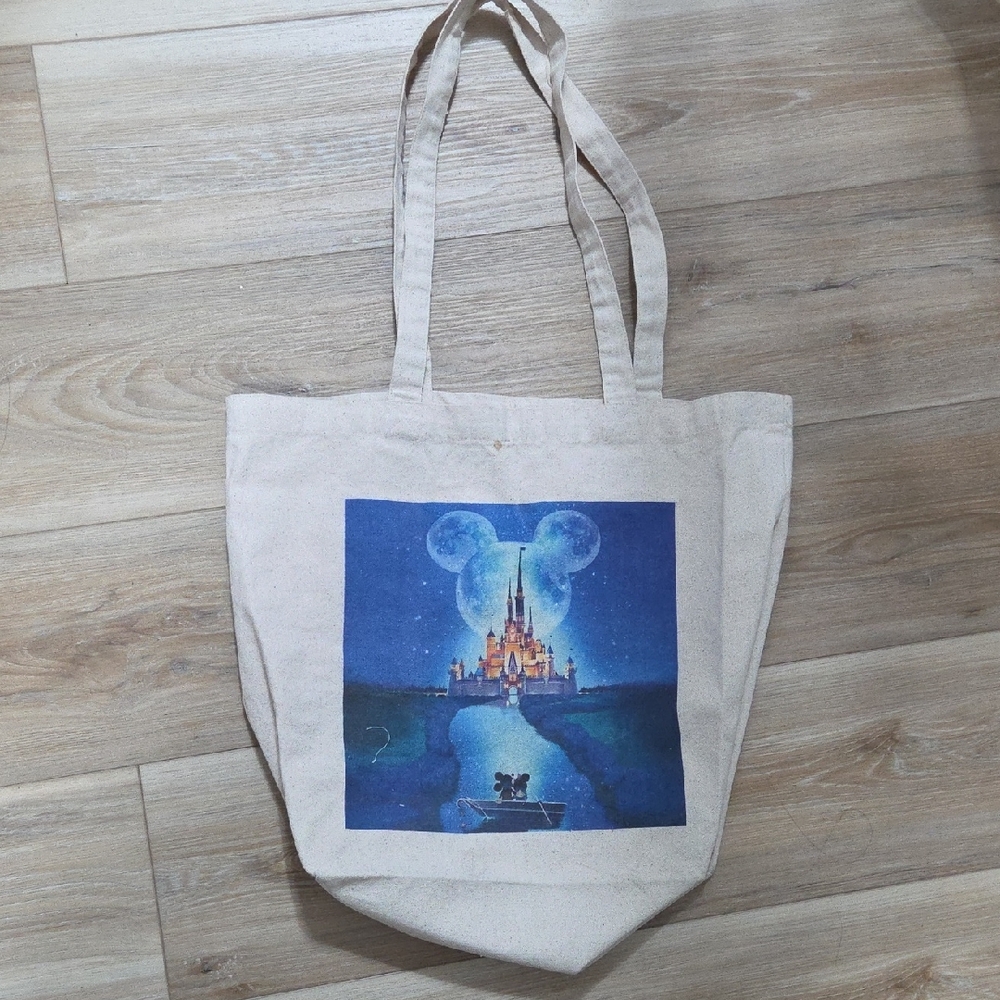 Canvas Shoulder Bag with Castle Print